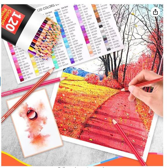 120 pc. Soft Core Oil Based Coloring pencils No Repeated Colors & color chart - Picture 6 of 7